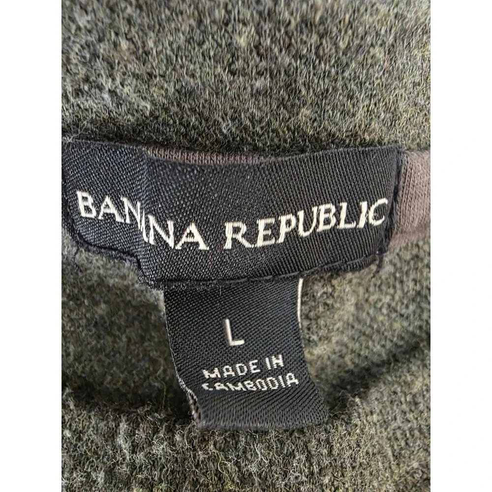 Banana‎ Republic Mens Sweater Crew Neck Olive Green Waffle Knit Pullover L